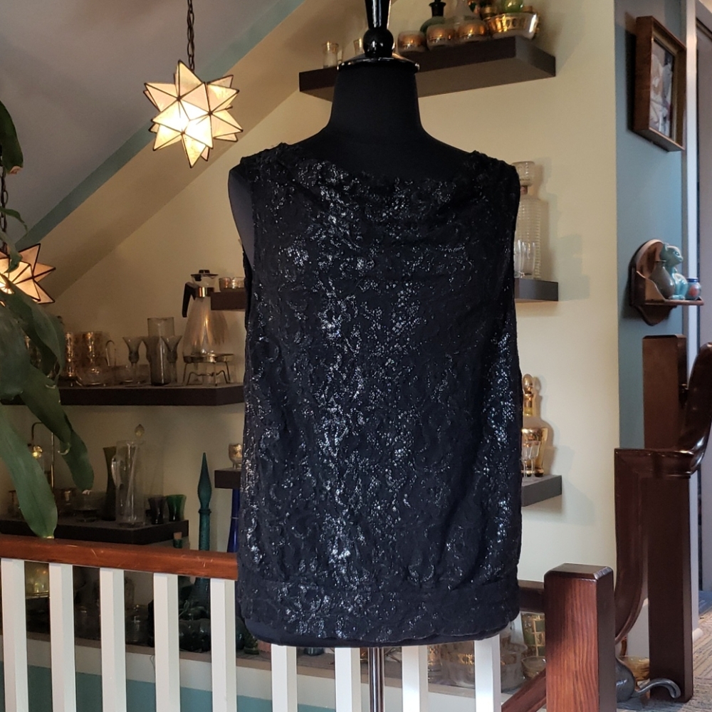 Style &Co Womens Black Lace Sleeveless Shell